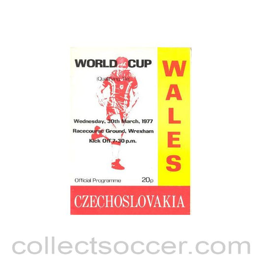 1977 - Wales v Czechoslovakia official programme 30/03/1977 World Cup Qualifying Tie