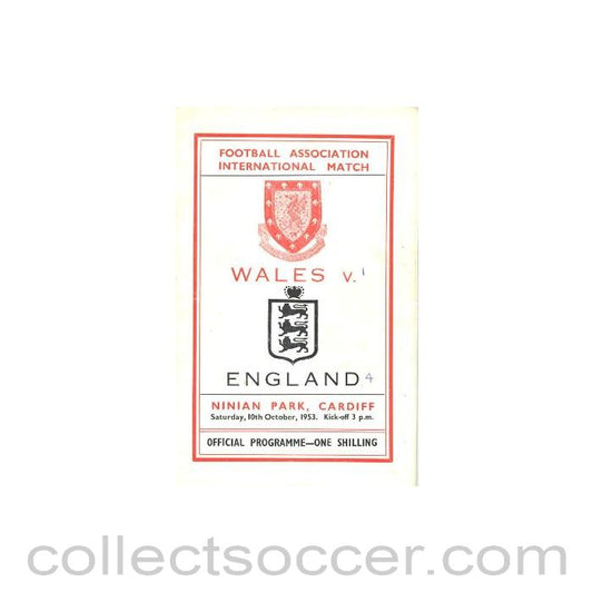 1953 Wales v England official programme 10/10/1953