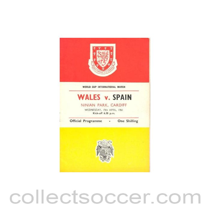 1961 - Wales v Spain official programme 19/04/1961 World Cup qualifier