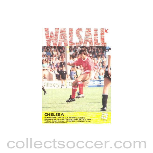 1990 - Walsall v Chelsea football programme 26/09/1990