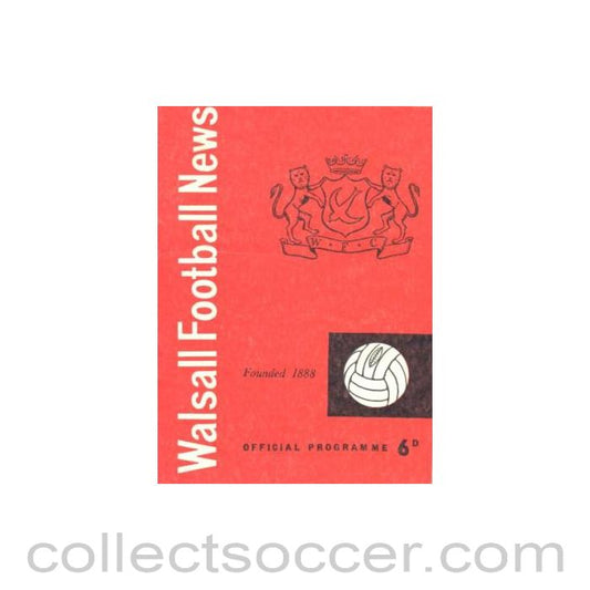 1964 - Walsall v Bournemouth official programme 24/10/1964