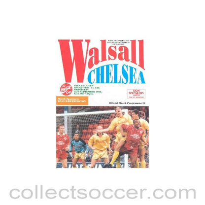 1992 - Walsall vChelsea official programme 23/09/1992 Premier League