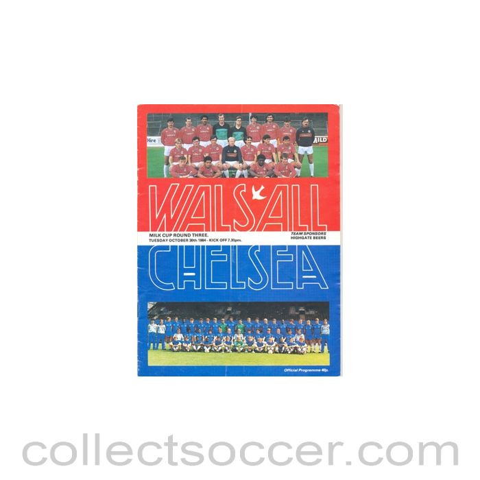 1984 - Walsall v Chelsea official programme 30/10/1984