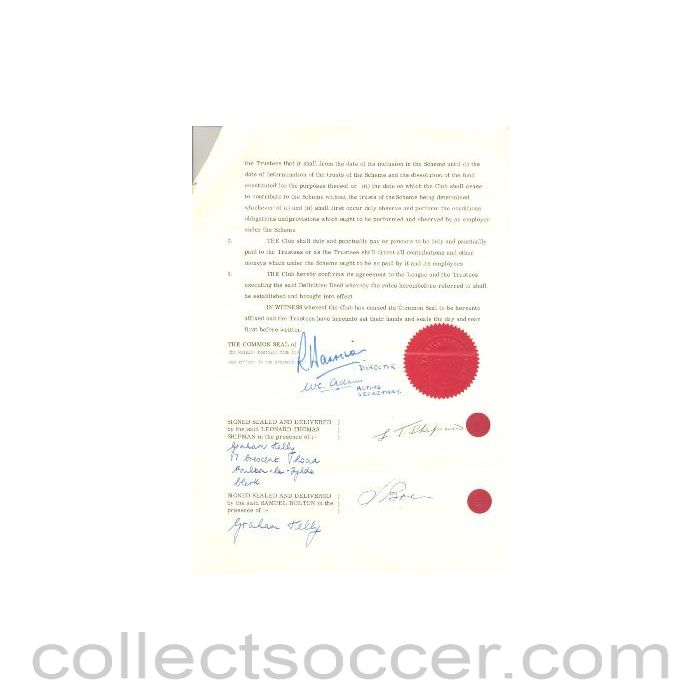 1972 - Walsall Football Club contract of 01/09/1972