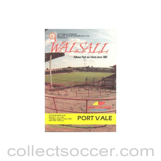 1989 - Walsall v Port Vale official programme 22/08/1989