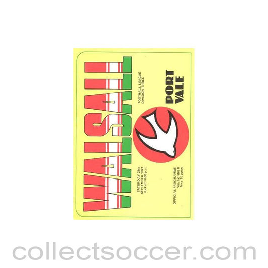 1977 - Walsall v Port Vale official programme 24/09/1977