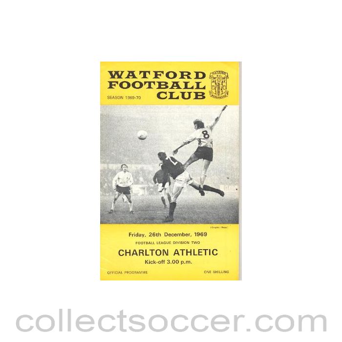 1969 - Watford v Charalton Athletic official programme 26/12/1969 League Cup