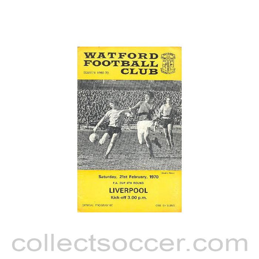 1970 - Watford v Liverpool official programme 21/02/1970