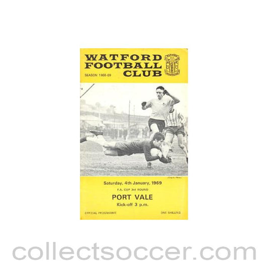 1969 - Watford v Port Vale official programme 04/01/1969 F.A. Cup