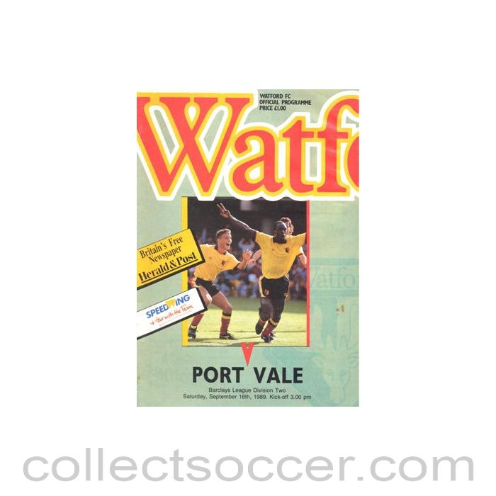 1989 - Watford v Port Vale official programme 16/09/1989 Football League