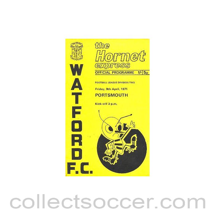 1971 - Watford v Portsmouth official programme 09/04/1971 Football League