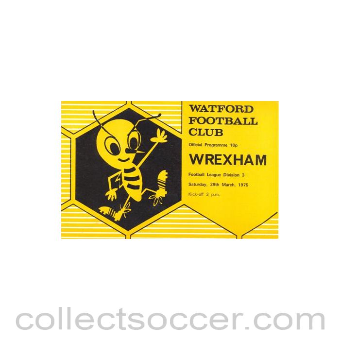 1975 - Watford v Wrexham official programme 29/03/1975 Football League