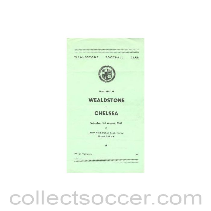 1968 - Wealdstone vChelsea official programme 03/08/1968
