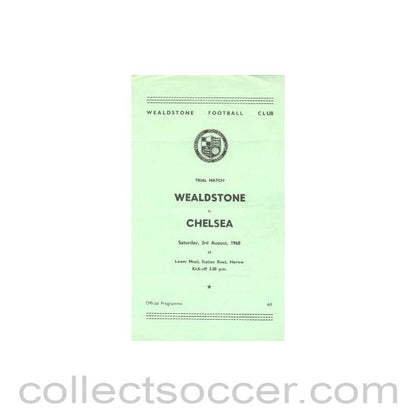 1968 - Wealdstone vChelsea official programme 03/08/1968