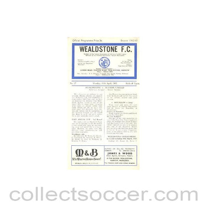 1963 - Wealdstone v Sutton United official programme 15/04/1963