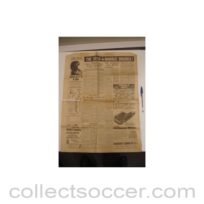 1961 - A page of The Weekly Herald newspaper of 12/02/1961 covering Tottenham Hotspur v Leicester City