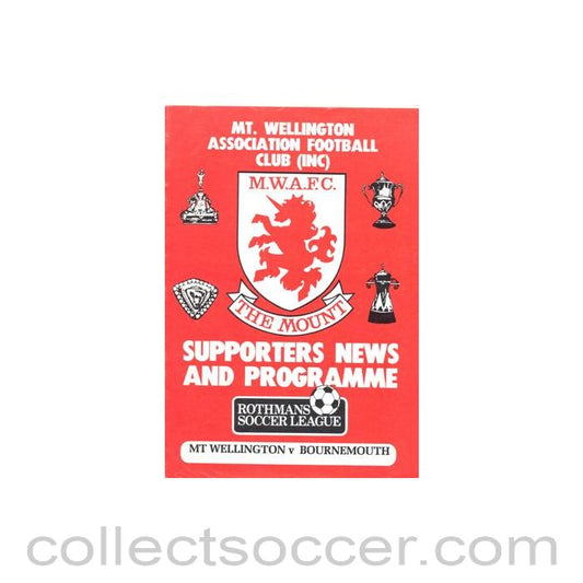 1980 - Wellington, New Zealand v Bournemouth official programme of 1980's
