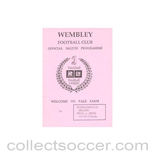1989 - Wembley vChelsea official programme 1989-1990 Middlesex Charity Cup Semi-Final