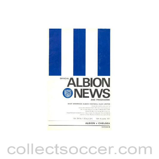 1967 - West Bromwich Albion vChelsea official programme 19/08/1967