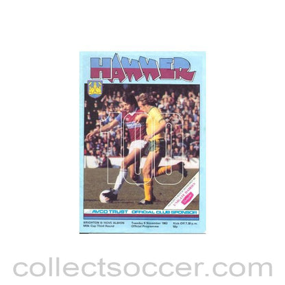 1984 - West Ham United v Brighton & Hove Albion official programme 08/11/1984