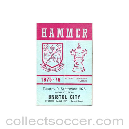 1975 - West Ham United v Bristol City official programme 09/09/1975