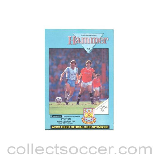 1988 - West Ham United v Everton official programme 04/04/1988