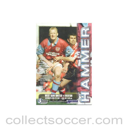 1997 - West Ham United v Everton official programme 19/04/1997
