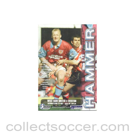 1997 - West Ham United v Everton official programme 19/04/1997