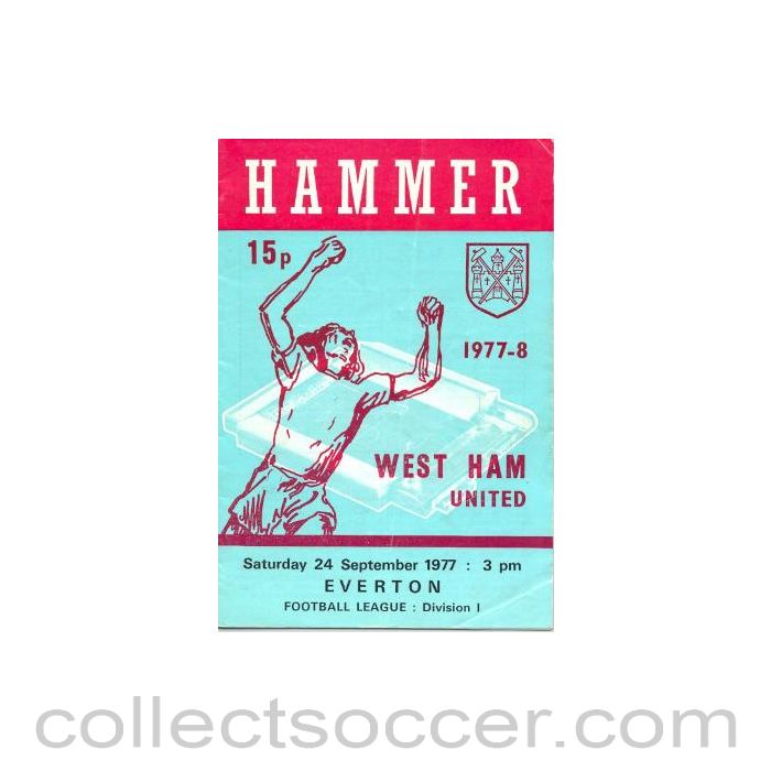 1977 - West Ham United v Everton official programme 24/09/1977