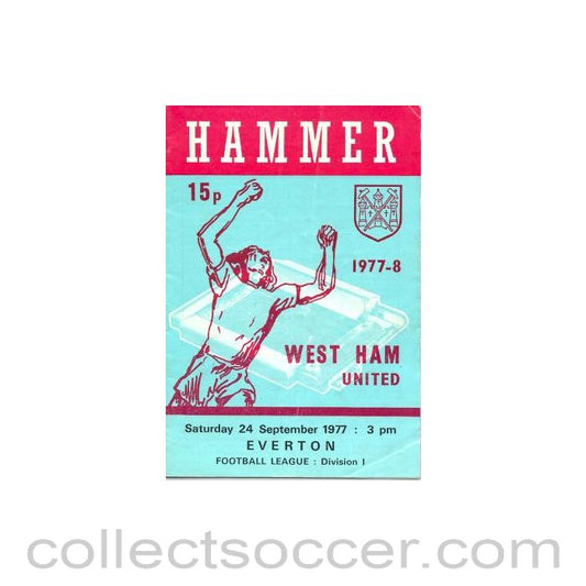 1977 - West Ham United v Everton official programme 24/09/1977