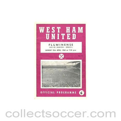 1960 - West Ham United v Fluminense, Rio de Janeiro, Brazil official programme 25/04/1960