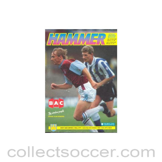1990 - West Ham United v Hull City official programme 06/10/1990