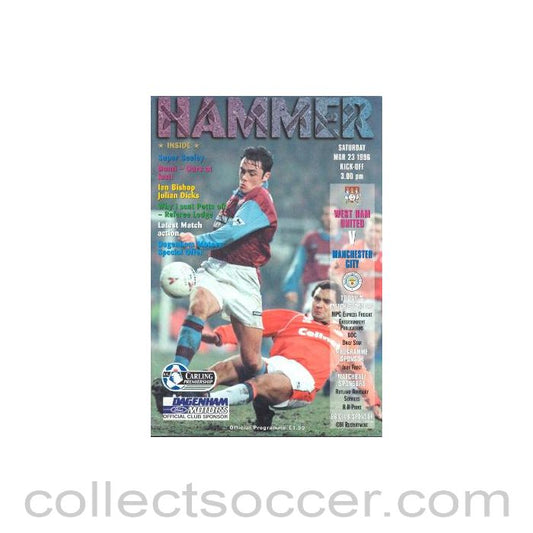 1996 - West Ham United v Manchester City official programme 23/03/1996