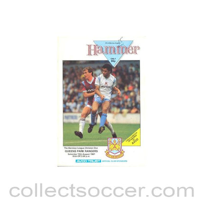1987 - West Ham United v Queen's Park Rangers official programme 15/08/1987 signed