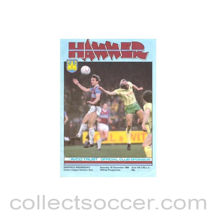 1984 - West Ham United v Sheffield Wednesday official programme 15/12/1984