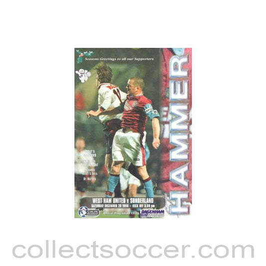 1996 - West Ham United v Sunderland official programme 28/12/1996