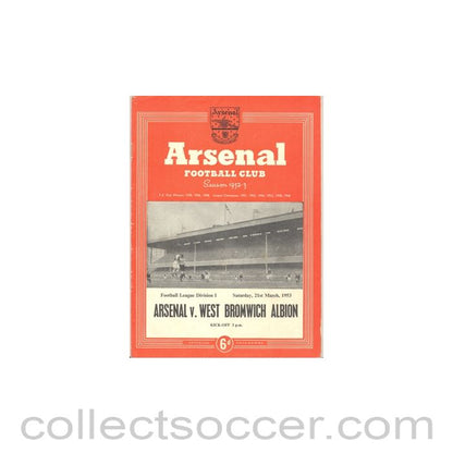 1953 - Arsenal v West Bromwich Albion official programme 21/03/1953