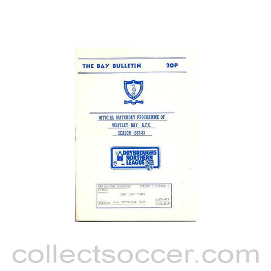 1982 - Whitley Bay v Tow Law official programme 14/09/1982