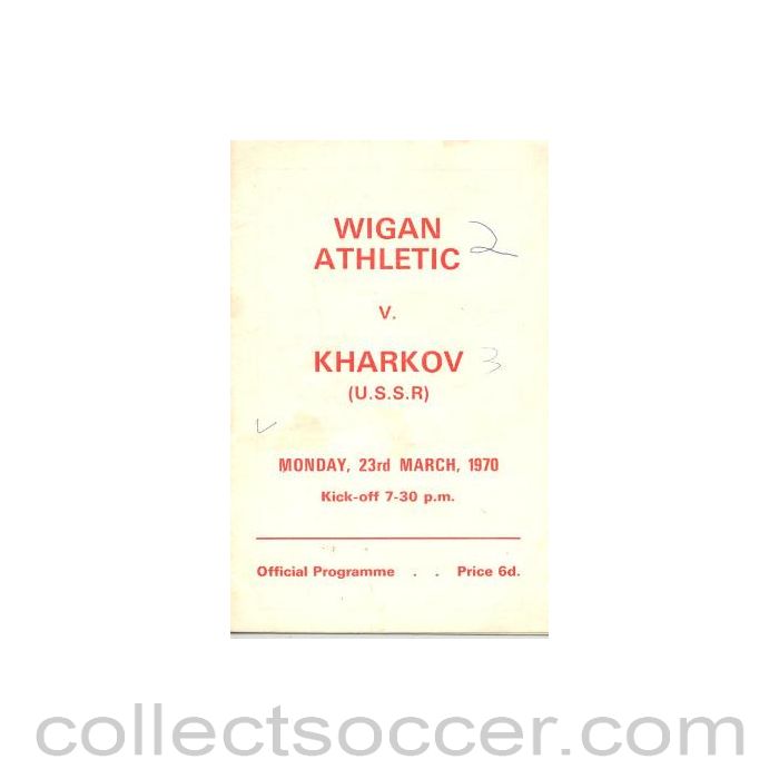 1970 - Wigan Athletic v Kharkov (U.S.S.R.) official programme 23/03/1970 Friendly