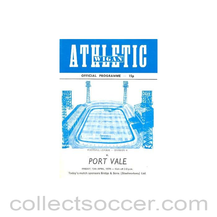 1979 - Wigan Athletic v Port Vale official programme 13/04/1979