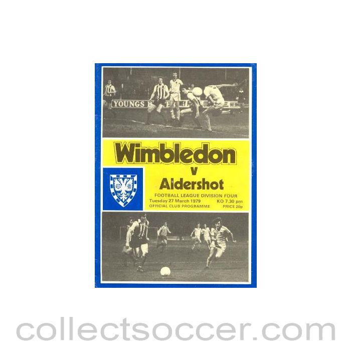 1979 - Wimbledon v Aldershot official programme 27/03/1979