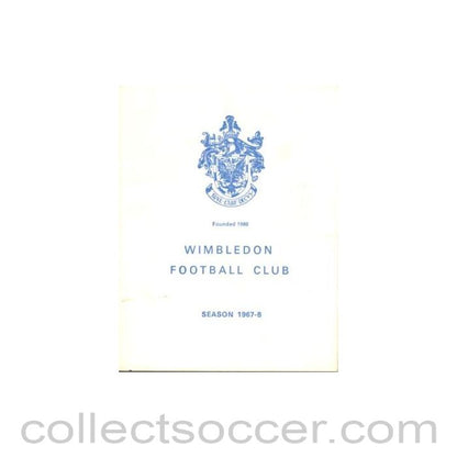 1968 - Wimbledon v Barnet official programme 11/05/1968