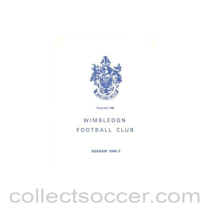 1967 - Wimbledon v Cheltenham Town official programme 18/03/1967