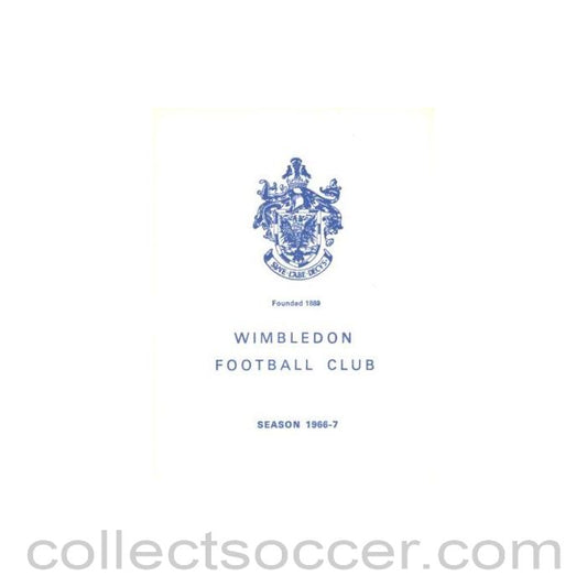 1967 - Wimbledon v Cheltenham Town official programme 18/03/1967