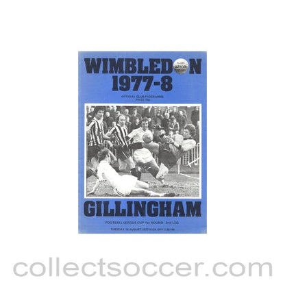 1977 - Wimbledon v Gillingham official programme 16/08/1977