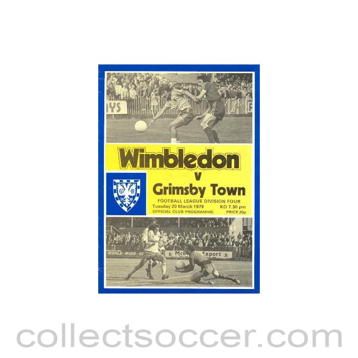 1979 - Wimbledon v Grimsby Town official programme 20/03/1979