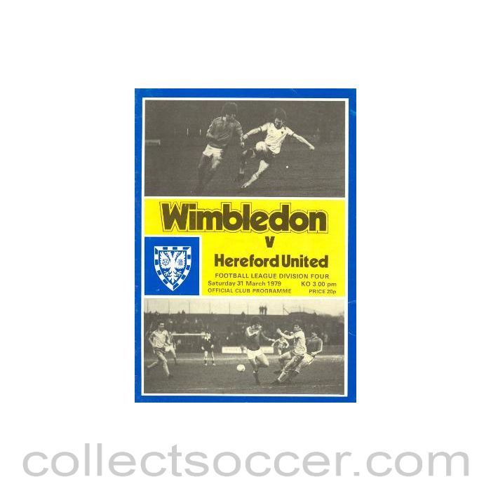 1979 - Wimbledon v Hereford United official programme 31/03/1979
