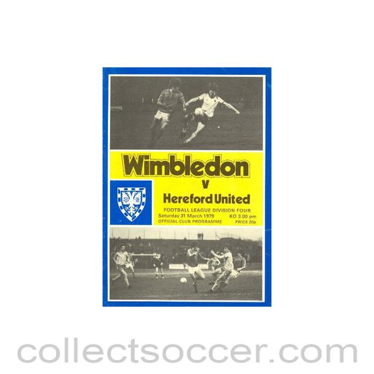 1979 - Wimbledon v Hereford United official programme 31/03/1979
