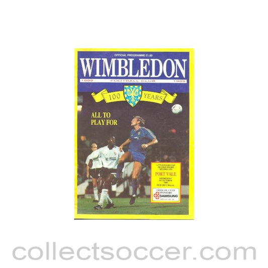 1989 - Wimbledon v Port Vale official programme 04/10/1989