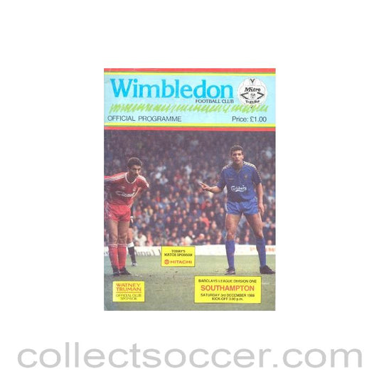 1988 - Wimbledon v Southampton official programme 03/12/1988